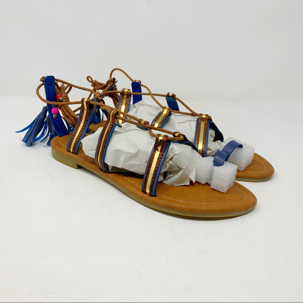 New Refresh Kimmy-02 Navy Gladiator Flats Sz 8.5